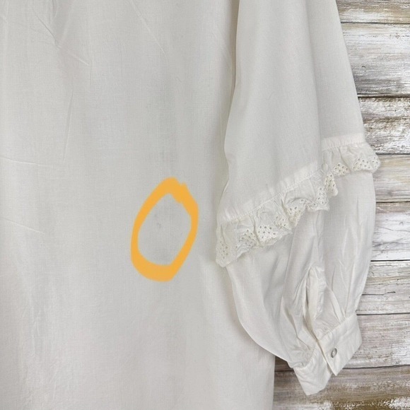 KAREN by Simonsen Ruffle Balloon Sleeve White Peasant Long Shirt Top Size 12 - Picture 11 of 16